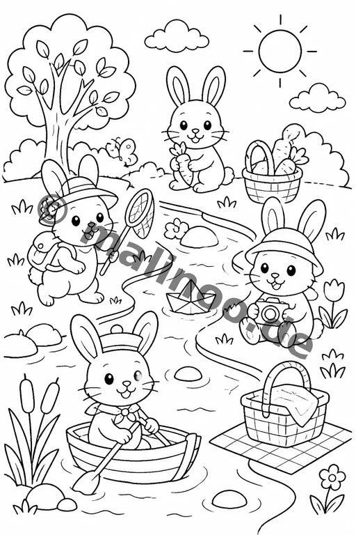 Hasen Malbuch 20 Ausmalbilder PDF Download – Vorschaubild 2
