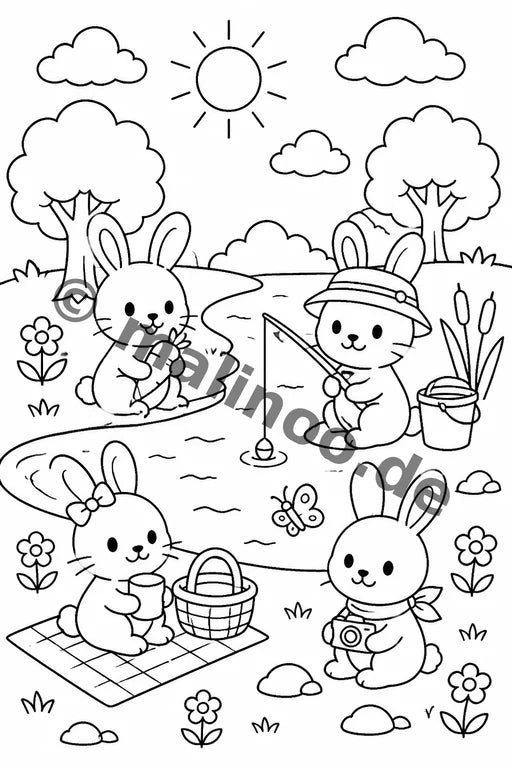 Hasen Malbuch 20 Ausmalbilder PDF Download – Vorschaubild 2