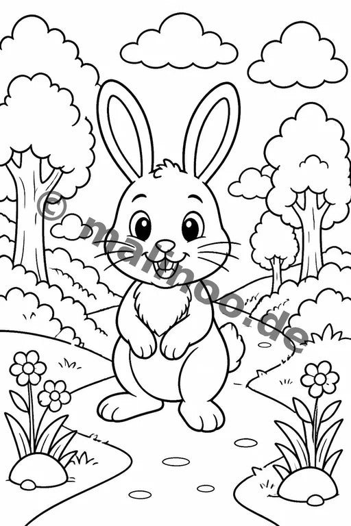 Hasen Malbuch 20 Ausmalbilder PDF Download – Vorschaubild 3
