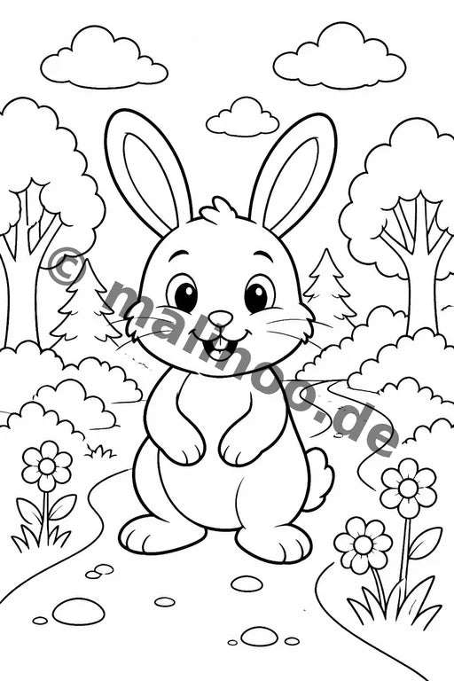 Hasen Malbuch 20 Ausmalbilder PDF Download – Vorschaubild 3