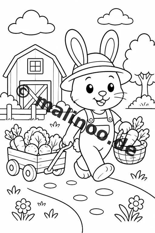 Hasen Malbuch 20 Ausmalbilder PDF Download digital – Vorschaubild 4