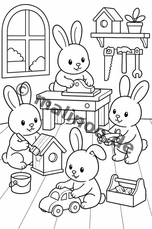 Hasen Malbuch 20 Ausmalbilder PDF Download – Vorschaubild 4