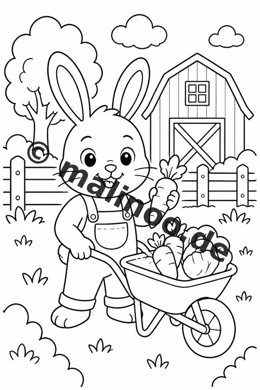 Hasen Malbuch 20 Ausmalbilder PDF Download digital – Vorschaubild 4