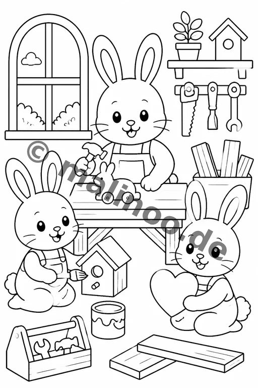 Hasen Malbuch 20 Ausmalbilder PDF Download – Vorschaubild 4