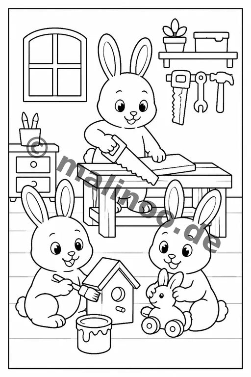 Hasen Malbuch 20 Ausmalbilder PDF Download – Vorschaubild 4