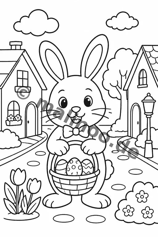Hasen Malbuch 20 Ausmalbilder PDF Download – Vorschaubild 5
