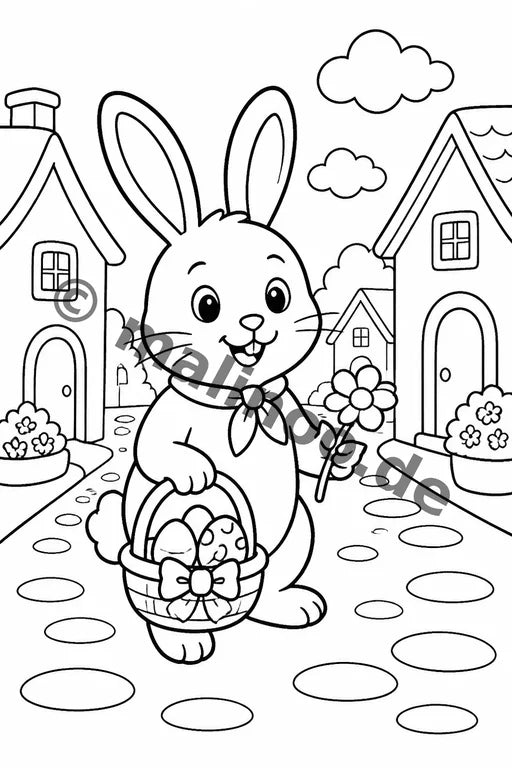 Hasen Malbuch 20 Ausmalbilder PDF Download – Vorschaubild 5