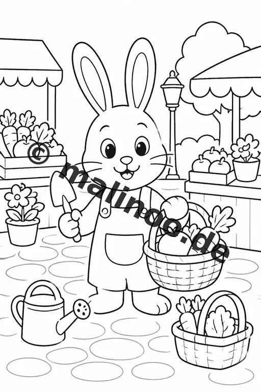 Hasen Malbuch 20 Ausmalbilder gedruckt und gebunden – Vorschaubild 10