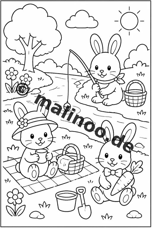 Hasen Malbuch 20 Ausmalbilder gedruckt und gebunden – Vorschaubild 7