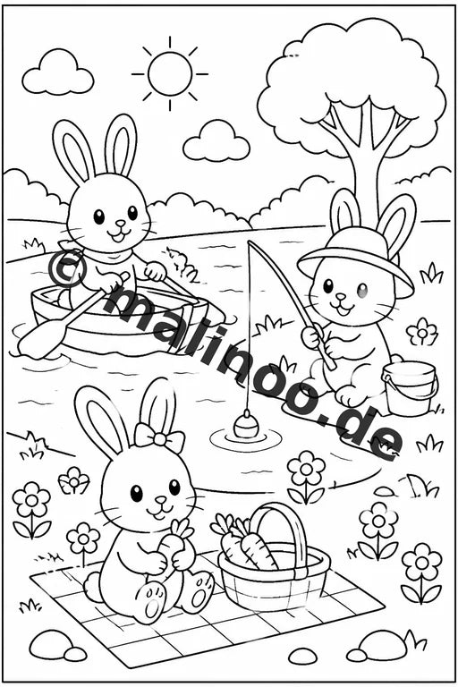 Hasen Malbuch 20 Ausmalbilder gedruckt und gebunden – Vorschaubild 7