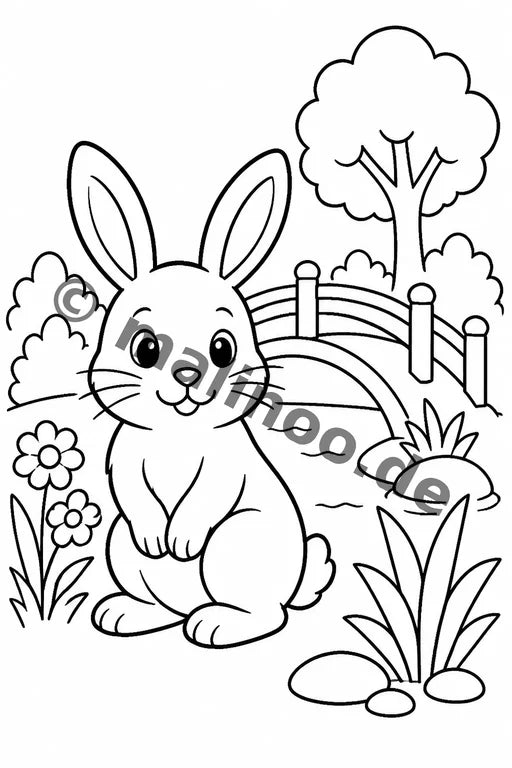 Hasen Malbuch 20 Ausmalbilder gedruckt+gebunden – Vorschaubild 9