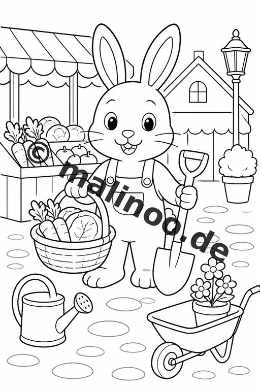 Hasen Malbuch 20 Ausmalbilder gedruckt, ungebunden – Vorschaubild 10