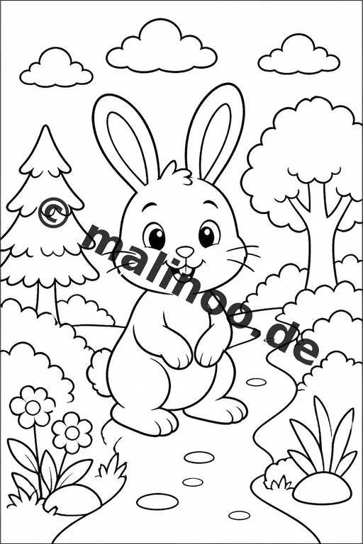 Hasen Malbuch 20 Ausmalbilder gedruckt, ungebunden – Vorschaubild 2