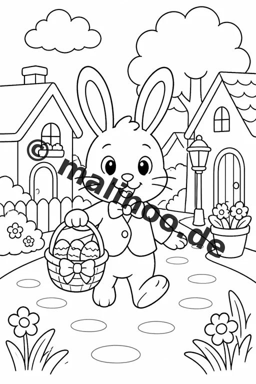 Hasen Malbuch 20 Ausmalbilder gedruckt, ungebunden – Vorschaubild 3