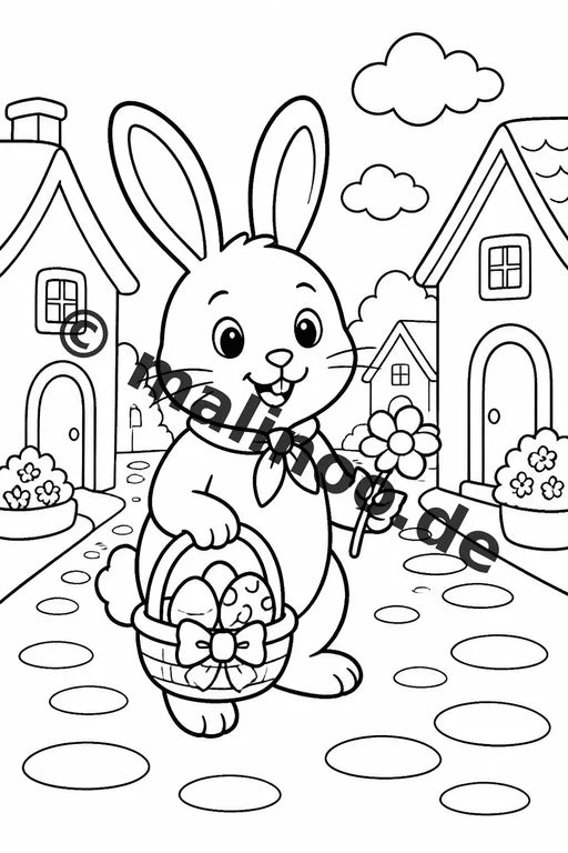 Hasen Malbuch 20 Ausmalbilder gedruckt, ungebunden – Vorschaubild 3