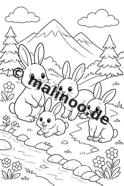 Hasen Malbuch 20 Ausmalbilder gedruckt, ungebunden – Vorschaubild 6