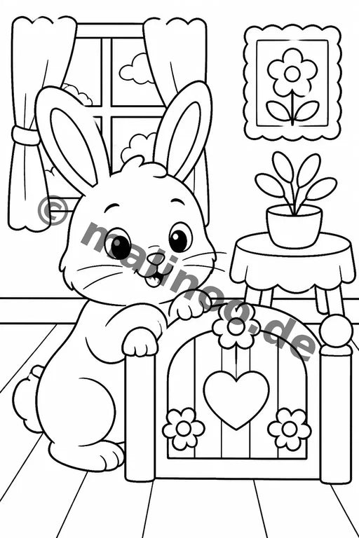 Hasen Malbuch 20 Ausmalbilder gedruckt+lose – Vorschaubild 6