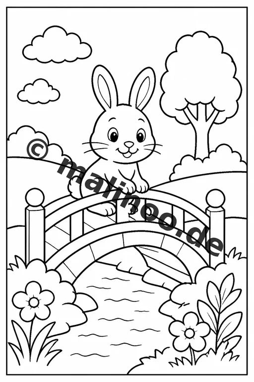 Hasen Malbuch 20 Ausmalbilder gedruckt, ungebunden – Vorschaubild 8