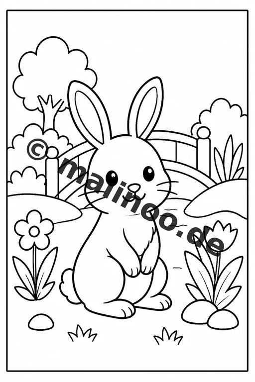 Hasen Malbuch 50 Ausmalbilder PDF Download digital – Vorschaubild 5