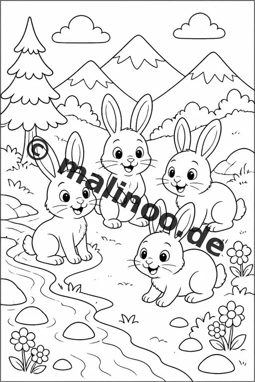 Hasen Malbuch 50 Ausmalbilder gedruckt und gebunden – Vorschaubild 6