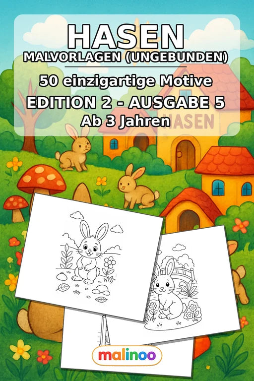Hasen Malbuch 50 Ausmalbilder gedruckt+lose – Cover
