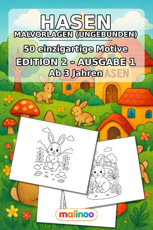 Hasen Malbuch 50 Ausmalbilder gedruckt, ungebunden – Cover