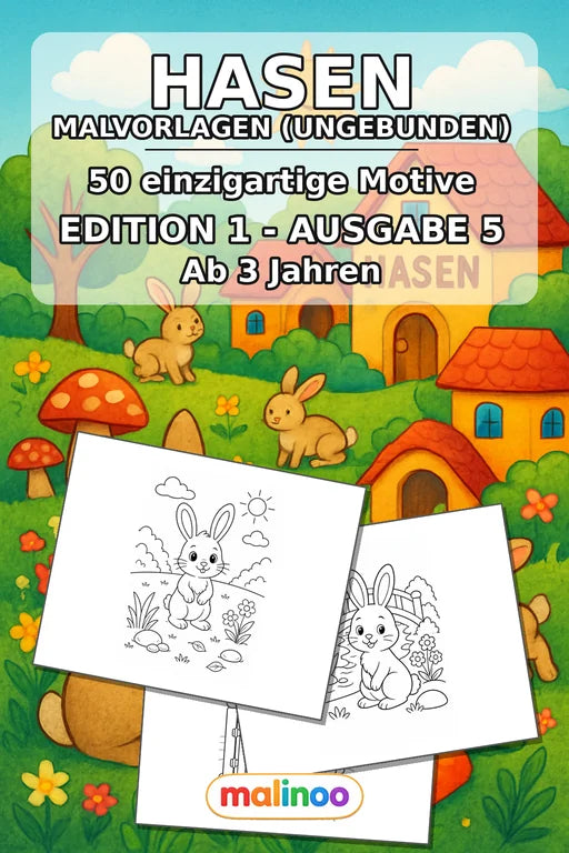 Hasen Malbuch 50 Ausmalbilder gedruckt+lose – Cover