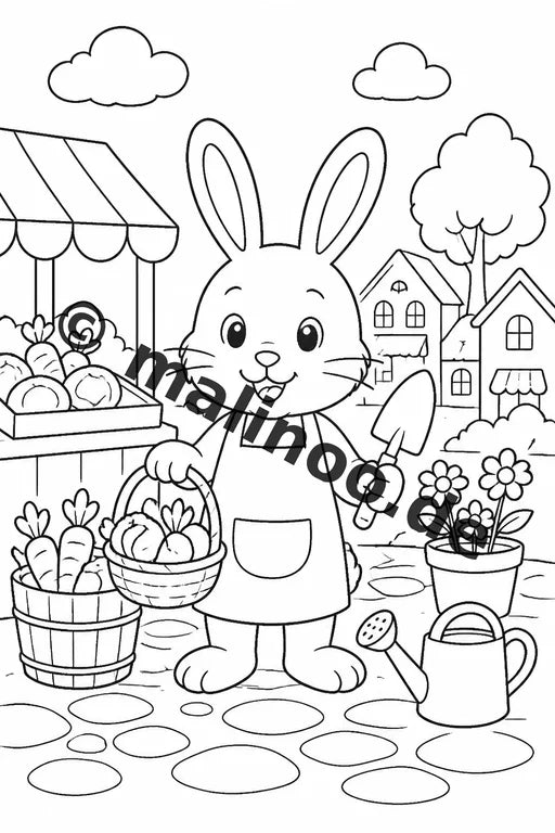 Hasen Malbuch 50 Ausmalbilder gedruckt, ungebunden – Vorschaubild 10