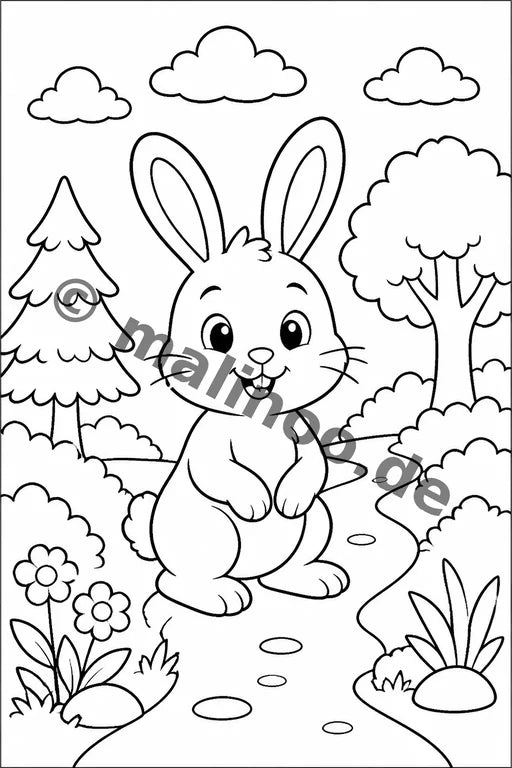 Hasen Malbuch 50 Ausmalbilder gedruckt+lose – Vorschaubild 3