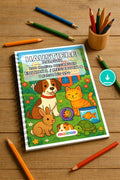 Haustiere Malbuch 100 Ausmalbilder PDF Download – Mockup-Ansicht