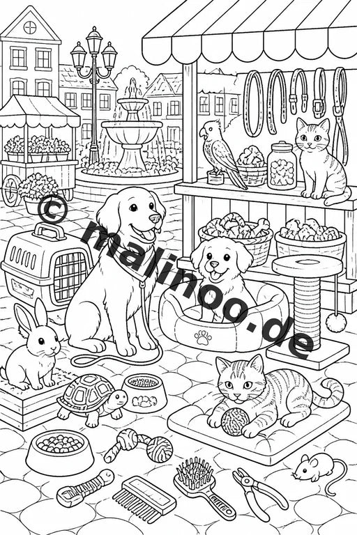 Haustiere Malbuch 100 Ausmalbilder gedruckt, ungebunden – Vorschaubild 10