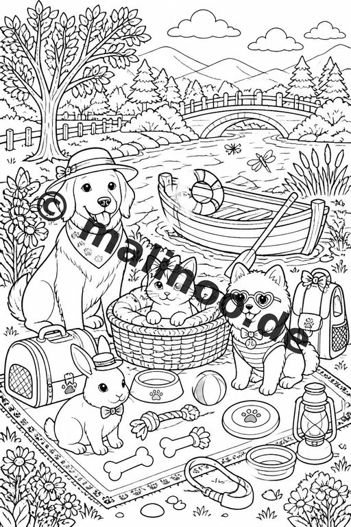 Haustiere Malbuch 100 Ausmalbilder gedruckt, ungebunden – Vorschaubild 7