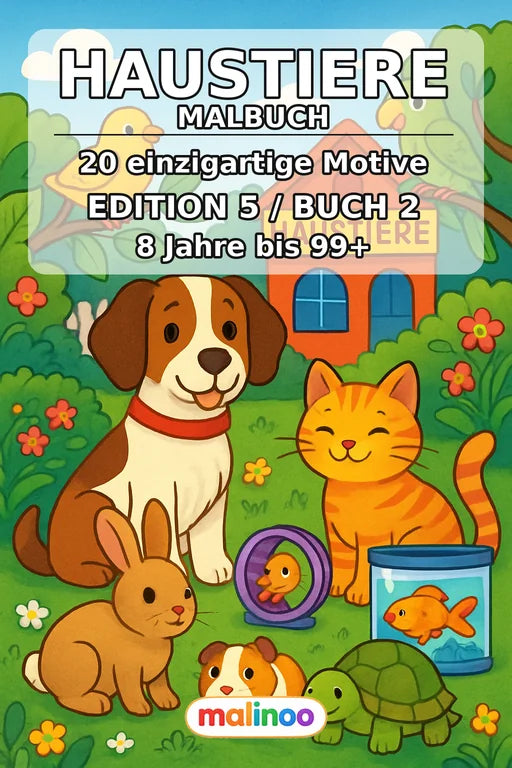 Haustiere Malbuch 20 Ausmalbilder PDF Download – Cover