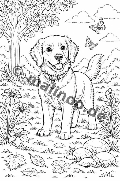 Haustiere Malbuch 20 Ausmalbilder PDF Download – Vorschaubild 1