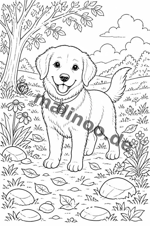 Haustiere Malbuch 20 Ausmalbilder PDF Download – Vorschaubild 1