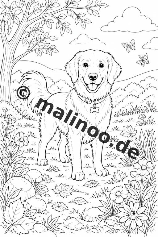 Haustiere Malbuch 20 Ausmalbilder PDF Download digital – Vorschaubild 1