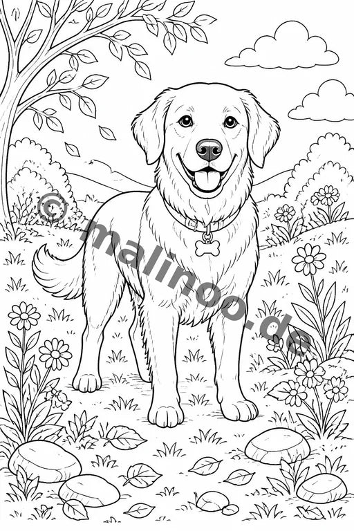 Haustiere Malbuch 20 Ausmalbilder PDF Download – Vorschaubild 1