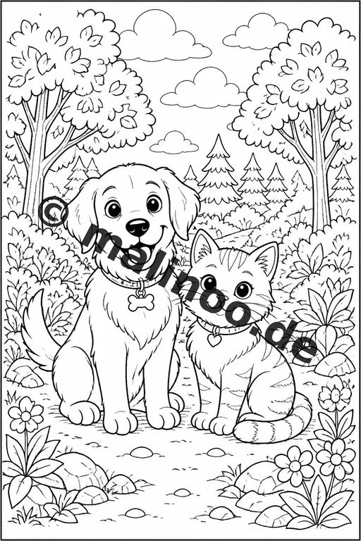 Haustiere Malbuch 20 Ausmalbilder PDF Download digital – Vorschaubild 2