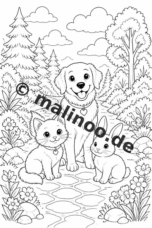 Haustiere Malbuch 20 Ausmalbilder PDF Download digital – Vorschaubild 2