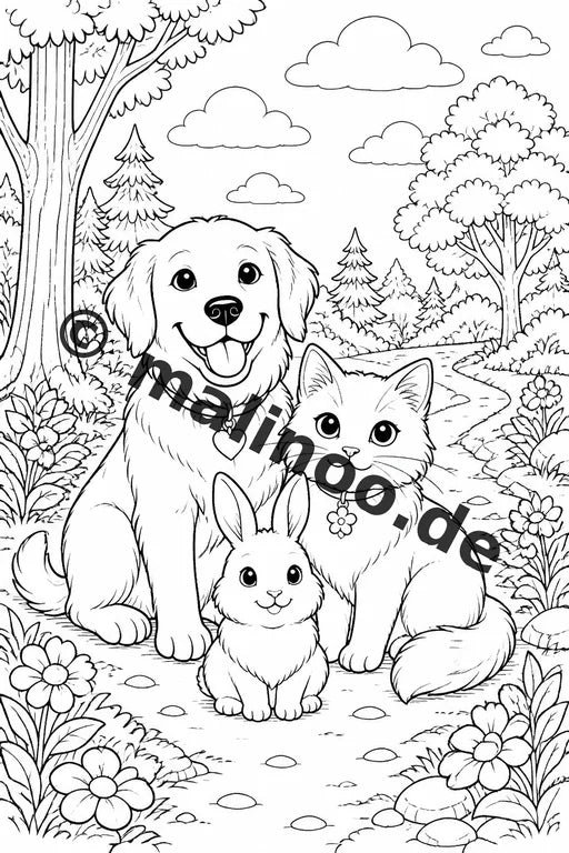 Haustiere Malbuch 20 Ausmalbilder PDF Download digital – Vorschaubild 2