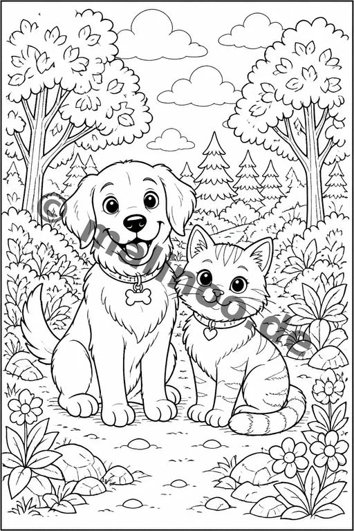 Haustiere Malbuch 20 Ausmalbilder PDF Download – Vorschaubild 3