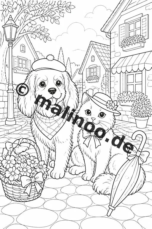 Haustiere Malbuch 20 Ausmalbilder PDF Download digital – Vorschaubild 3