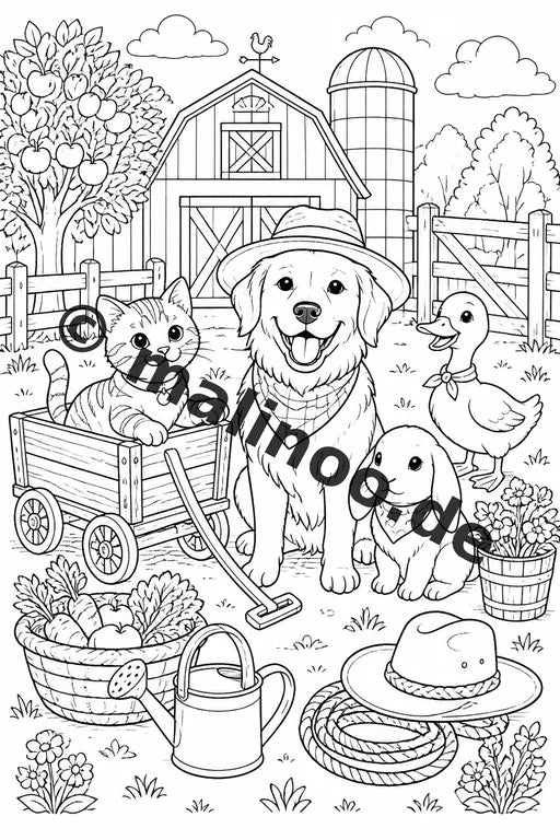 Haustiere Malbuch 20 Ausmalbilder PDF Download digital – Vorschaubild 4