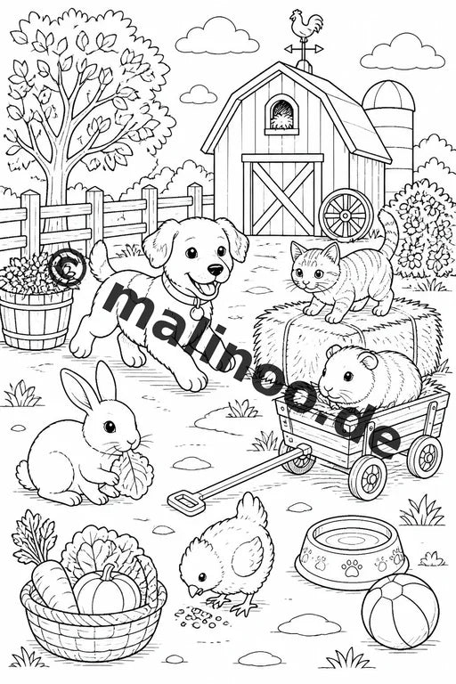 Haustiere Malbuch 20 Ausmalbilder PDF Download digital – Vorschaubild 4