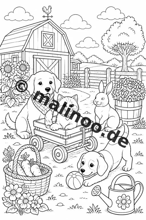 Haustiere Malbuch 20 Ausmalbilder PDF Download digital – Vorschaubild 4