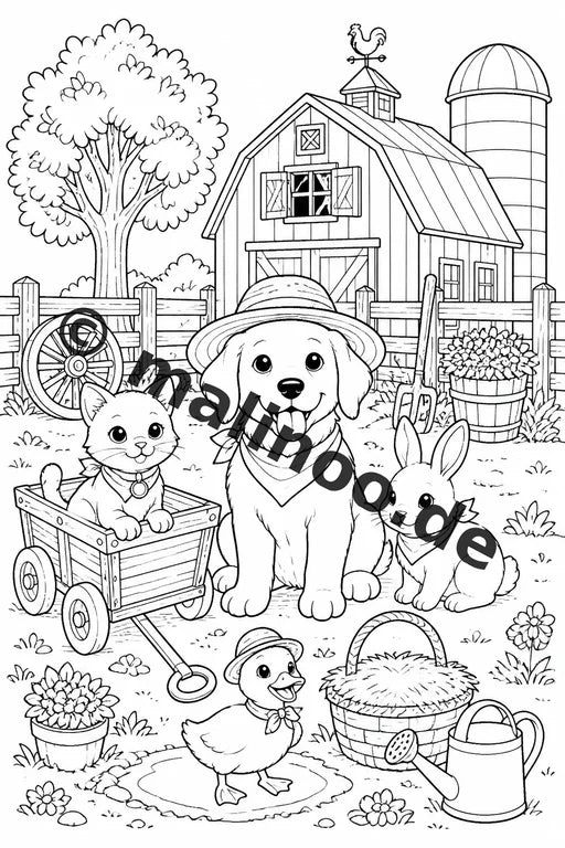 Haustiere Malbuch 20 Ausmalbilder PDF Download digital – Vorschaubild 4