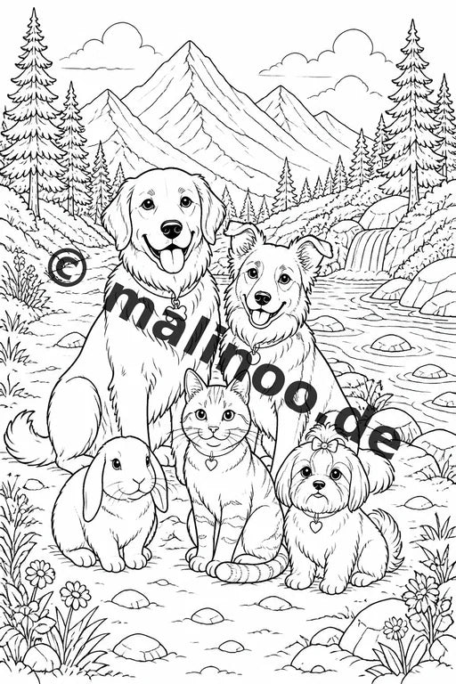 Haustiere Malbuch 20 Ausmalbilder gedruckt und gebunden – Vorschaubild 6