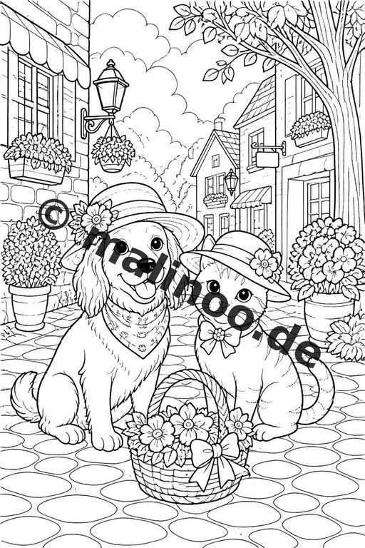 Haustiere Malbuch 20 Ausmalbilder gedruckt, ungebunden – Vorschaubild 3