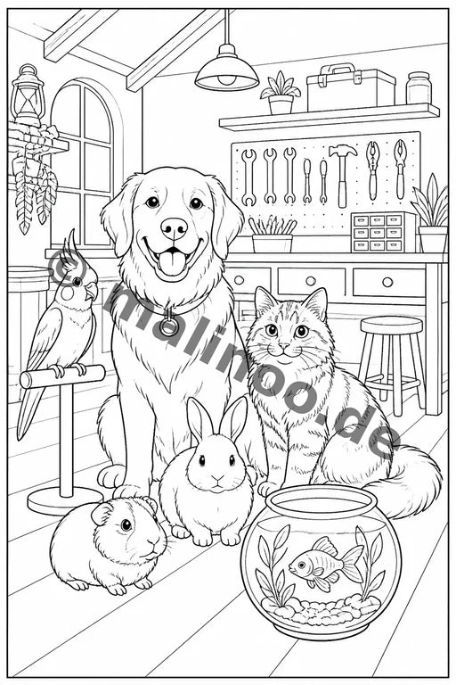 Haustiere Malbuch 20 Ausmalbilder gedruckt+lose – Vorschaubild 4