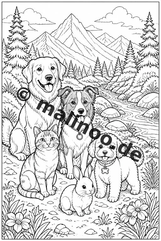 Haustiere Malbuch 20 Ausmalbilder gedruckt, ungebunden – Vorschaubild 6